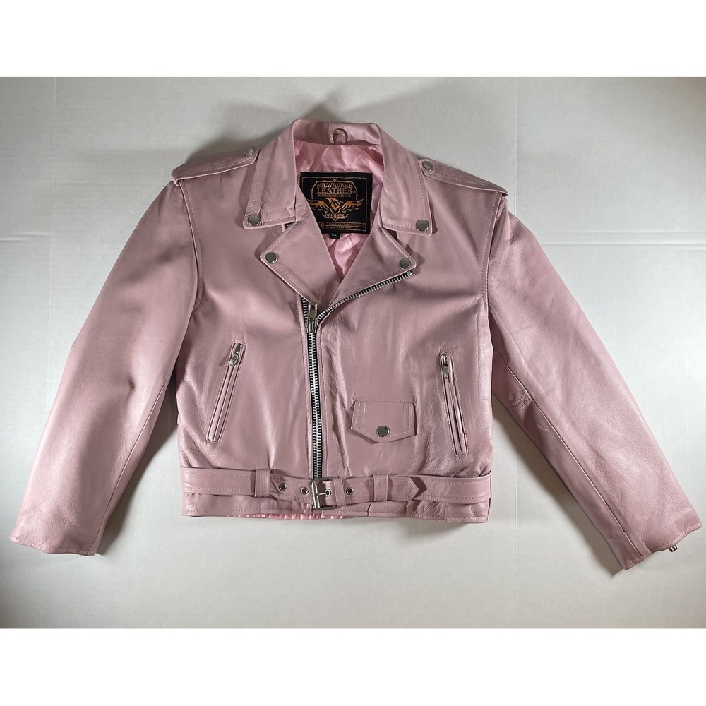 Milwaukee Leather Girls XL‎ Classic Pink Leather Motorcycle Jacket- Biker Style